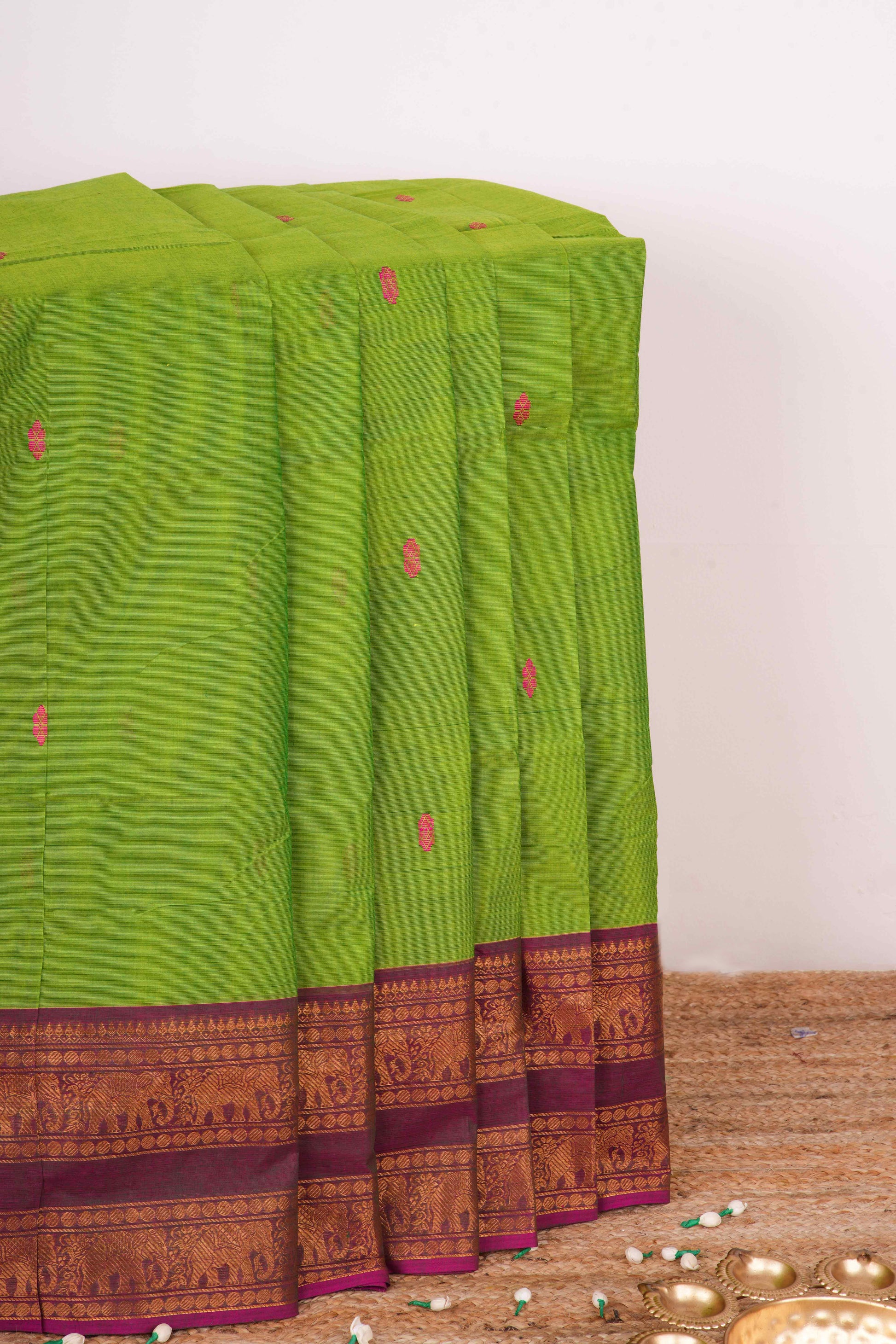Light green Chettinad cotton saree