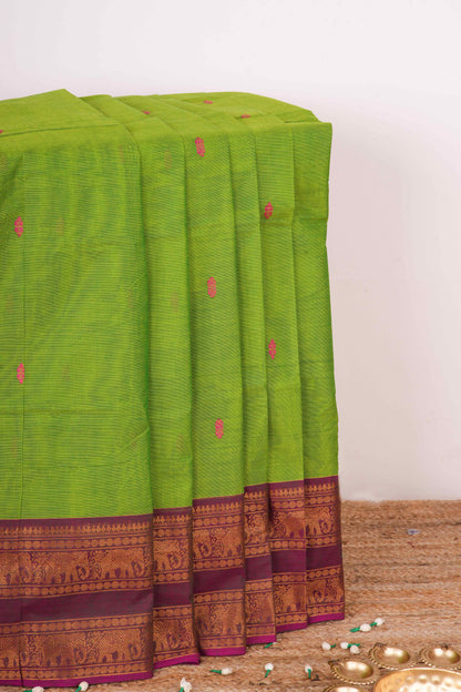 Light green Chettinad cotton saree