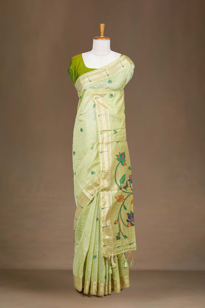 Light green flower motif saree
