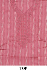Light red cotton embroidery dress material