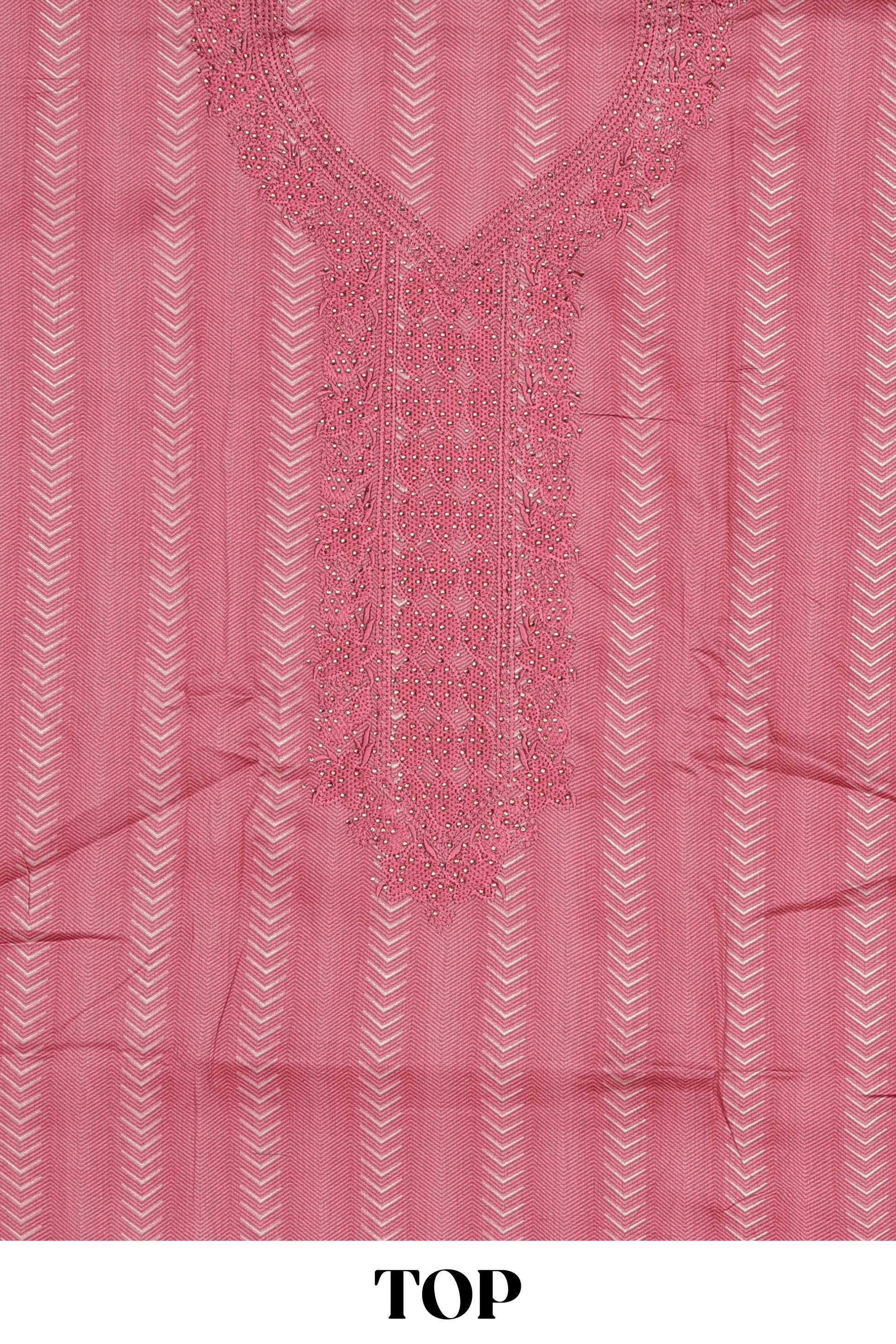 Light red cotton embroidery dress material