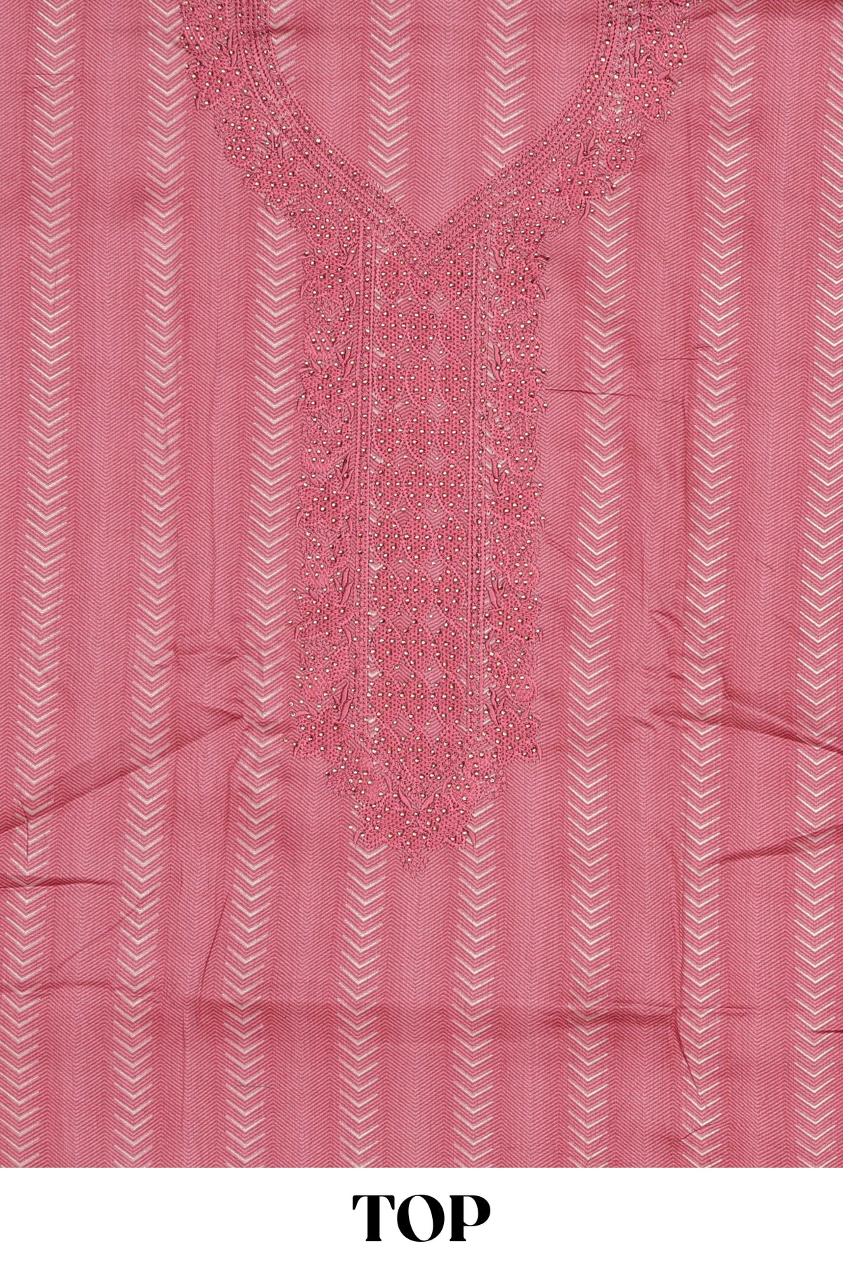 Light red cotton embroidery dress material
