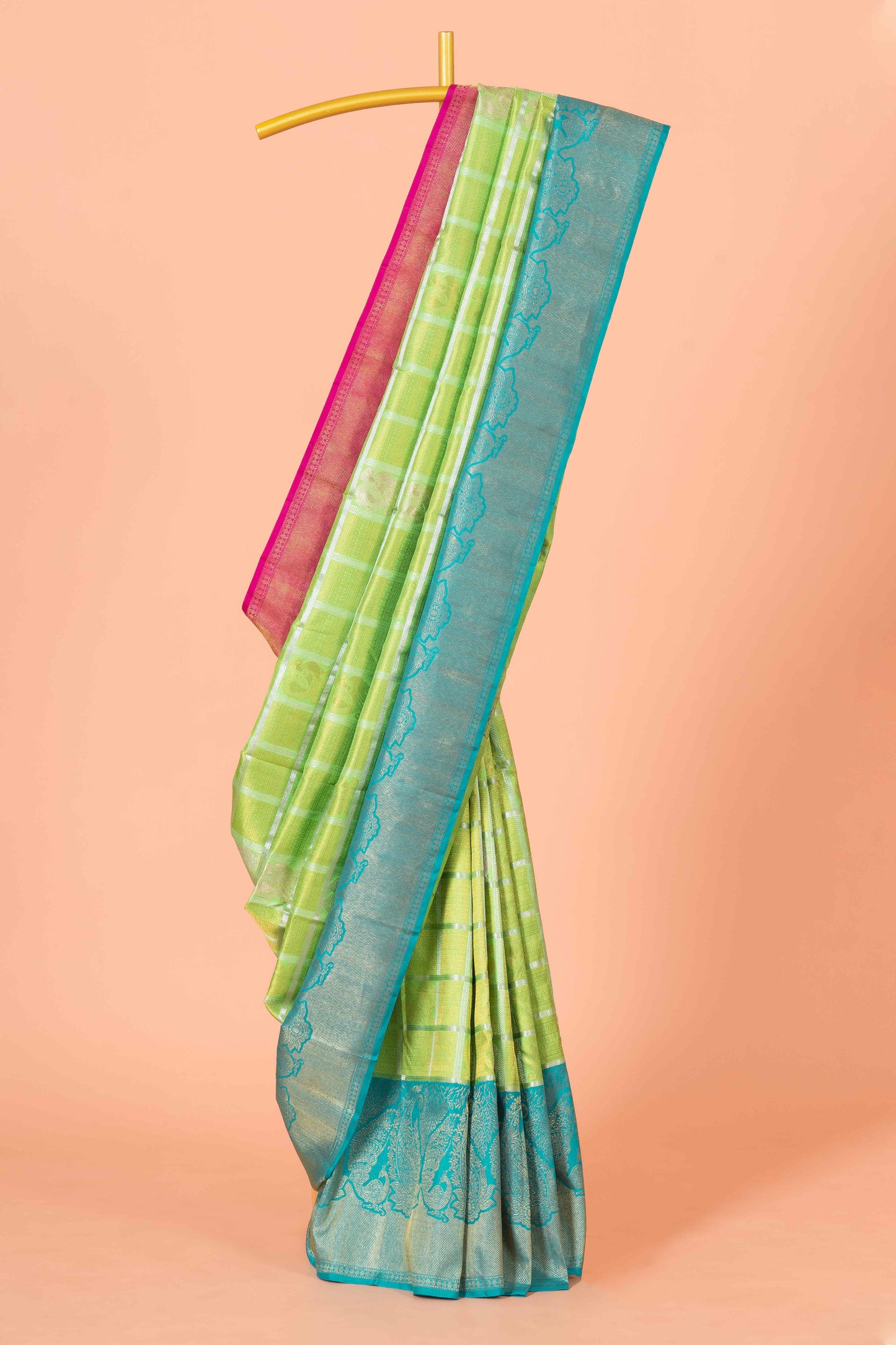 Lime green pattu saree