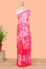 Linen cotton saree with bird motif design