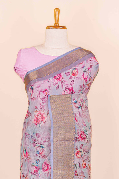 Linen floral print saree design
