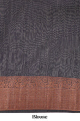 Linen saree with contrast blouse