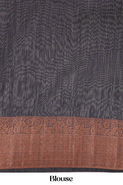 Linen saree with contrast blouse