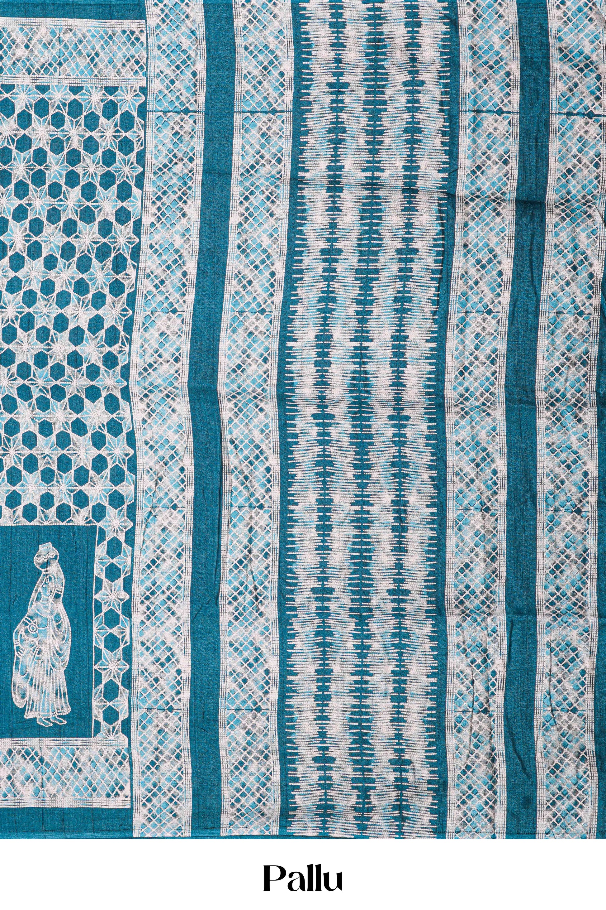 Linen saree with geometric blouse