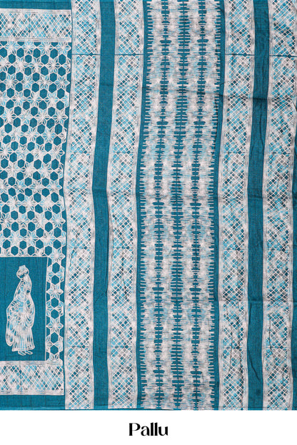 Linen saree with geometric blouse