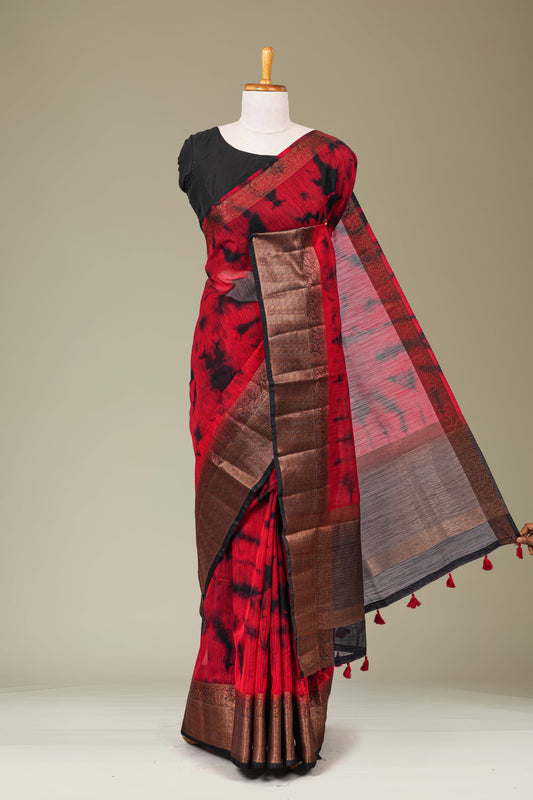 Linen saree with jacquard border