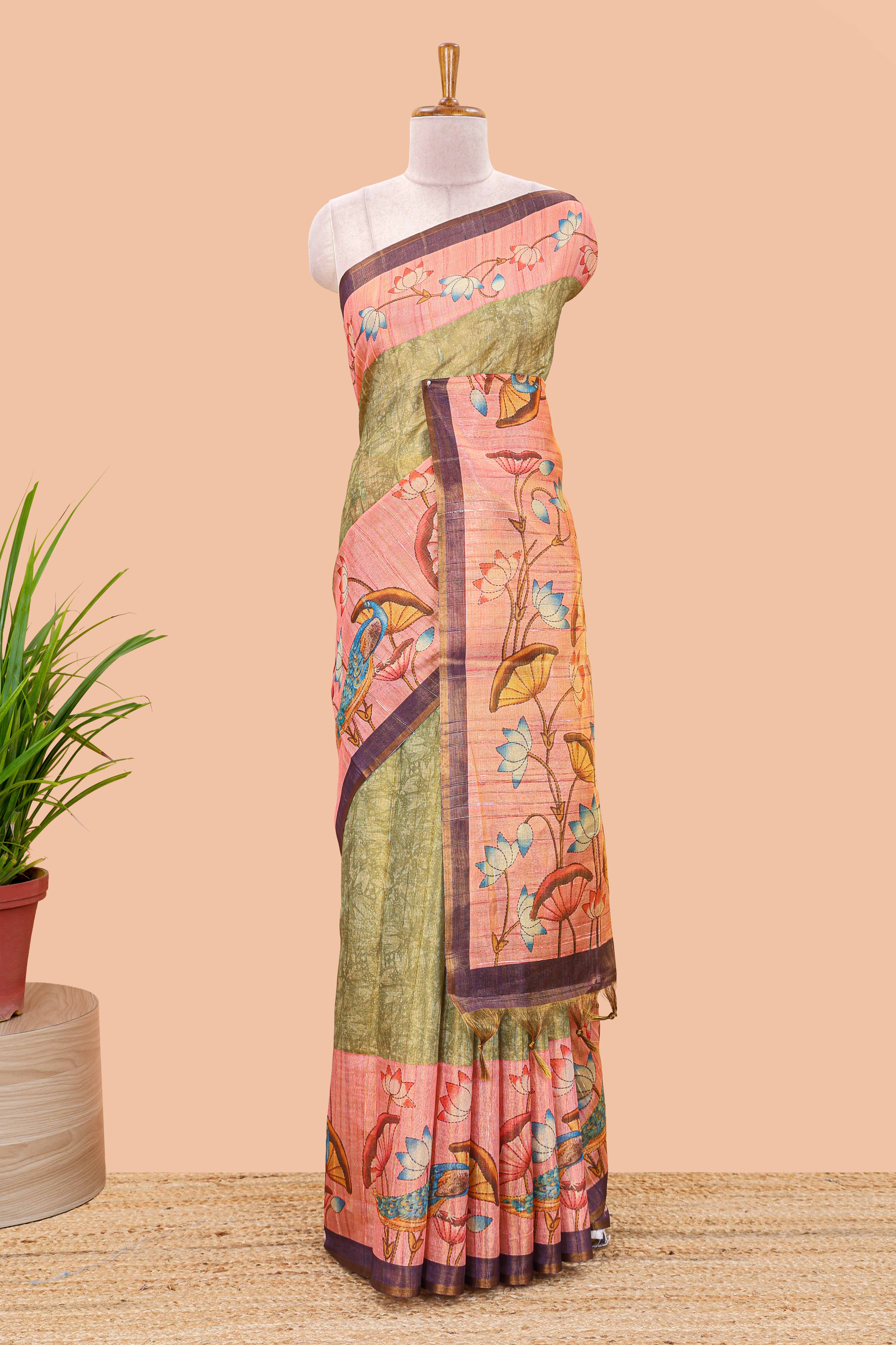  Lotus jaal pallu saree