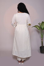 White floral design A line anarkali with self bottom and matching dubatta