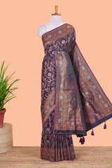 Magenta Banaras satin silk saree
