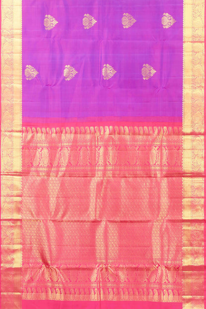 Magenta pink border silk saree
