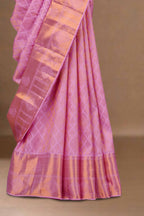 Magenta silk saree with zari border