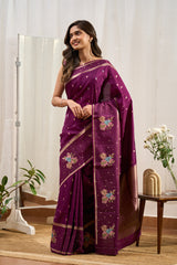 Maroon Mushru Silk