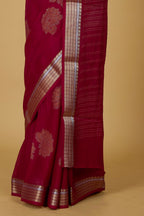 Maroon art silk jacquard border saree