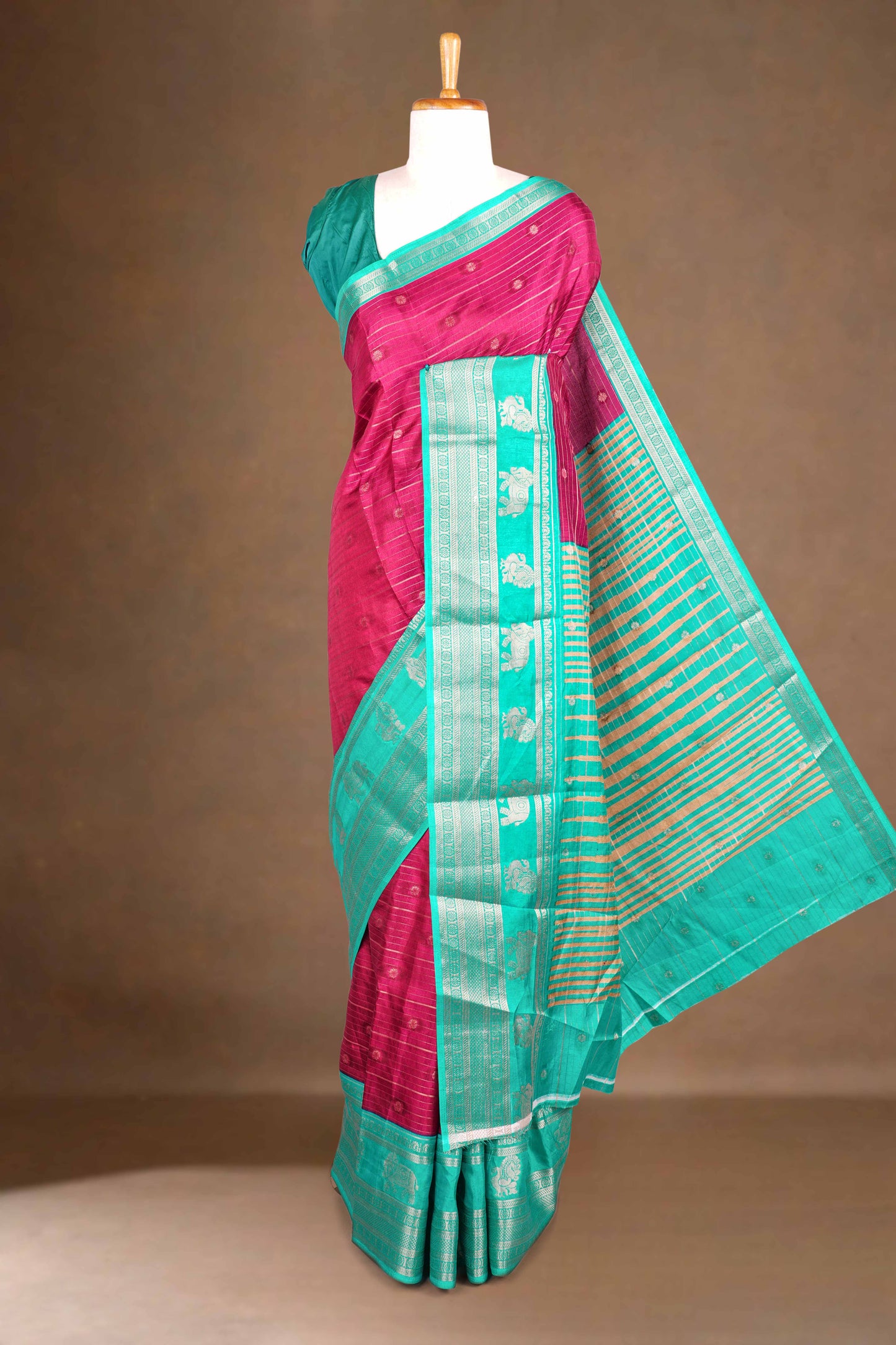 Maroon banarasi dola silk saree