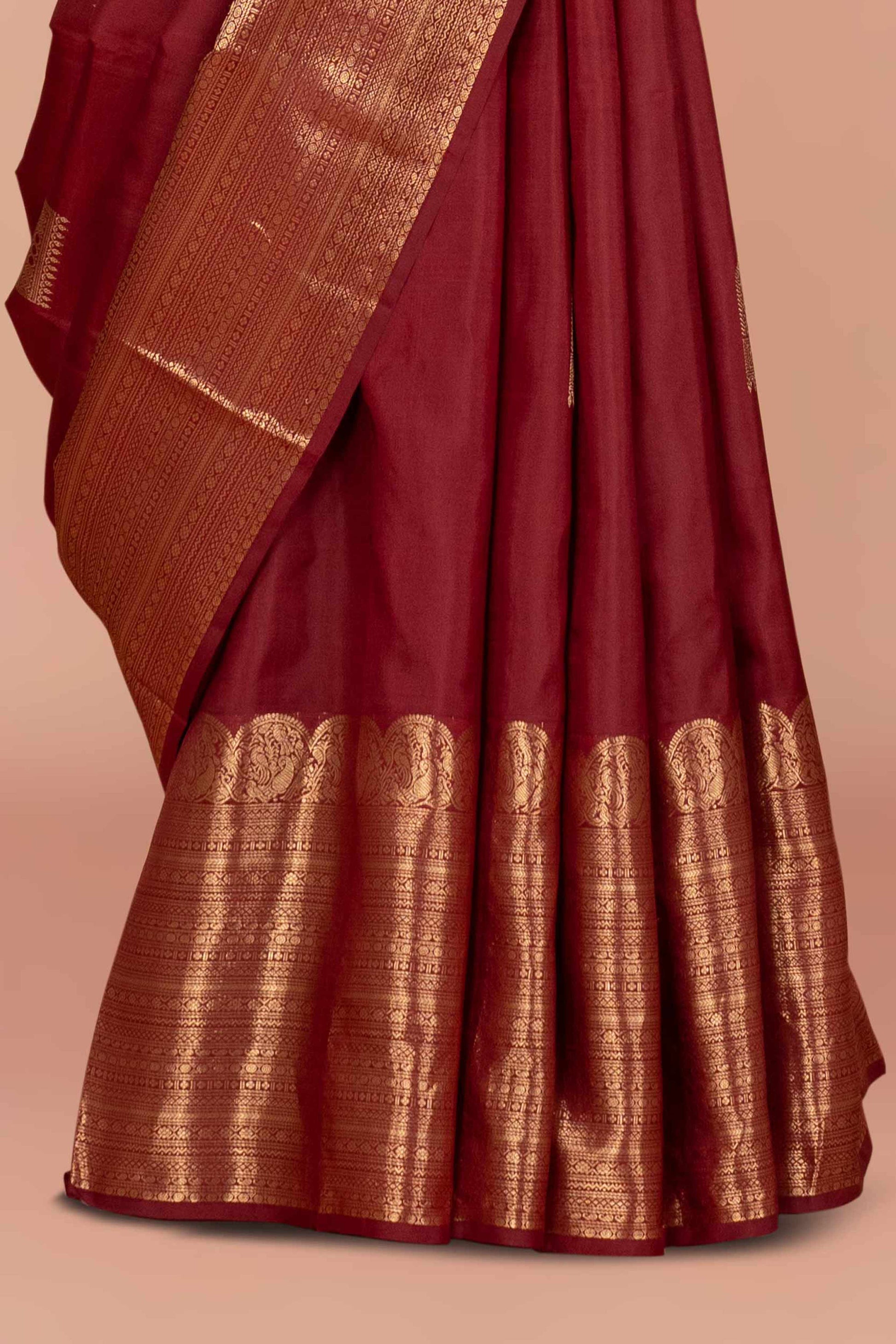 Maroon butta silk saree