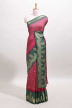 Maroon dola silk floral motif saree
