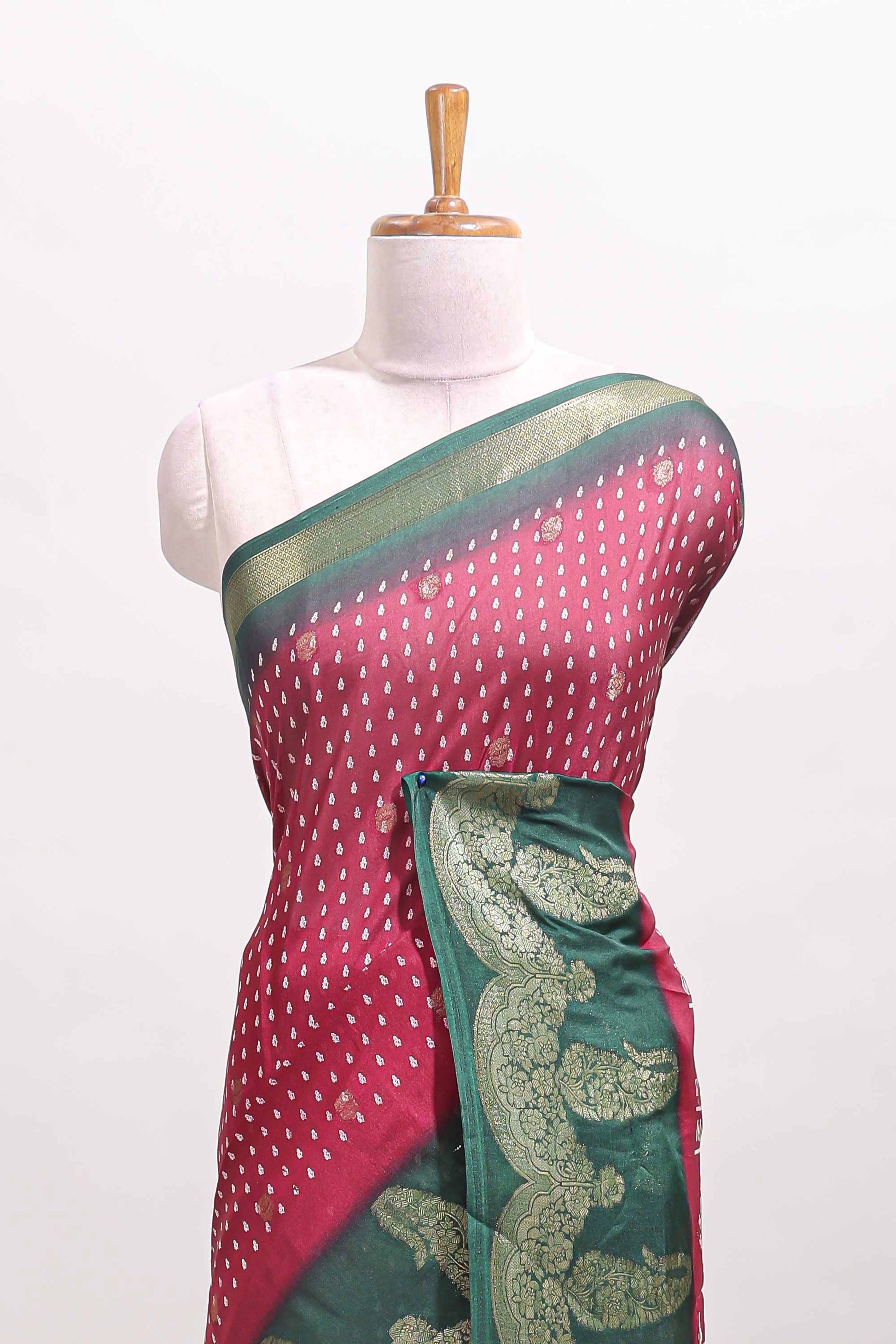 Maroon dola silk ikkat pallu saree