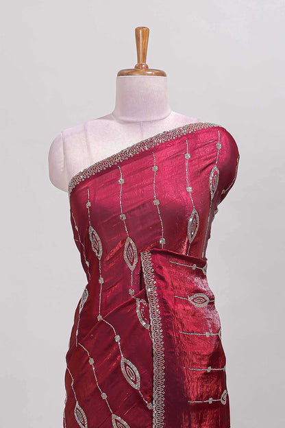 Maroon festive designer saree