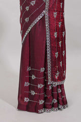 Maroon festive saree