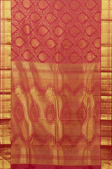 Maroon floral jacquard silk saree