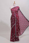 Maroon geometric stripe saree