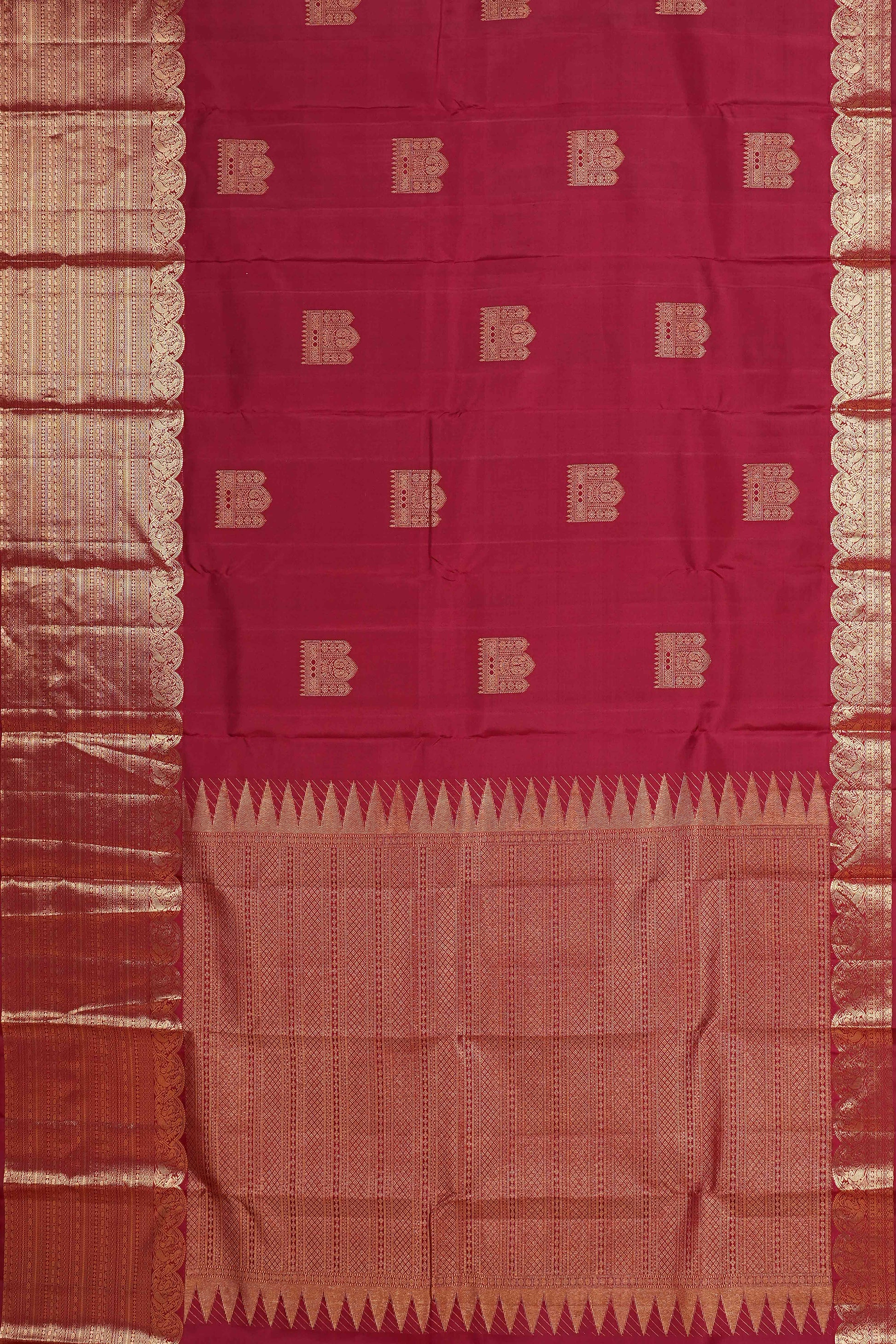 Maroon gold zari silk saree