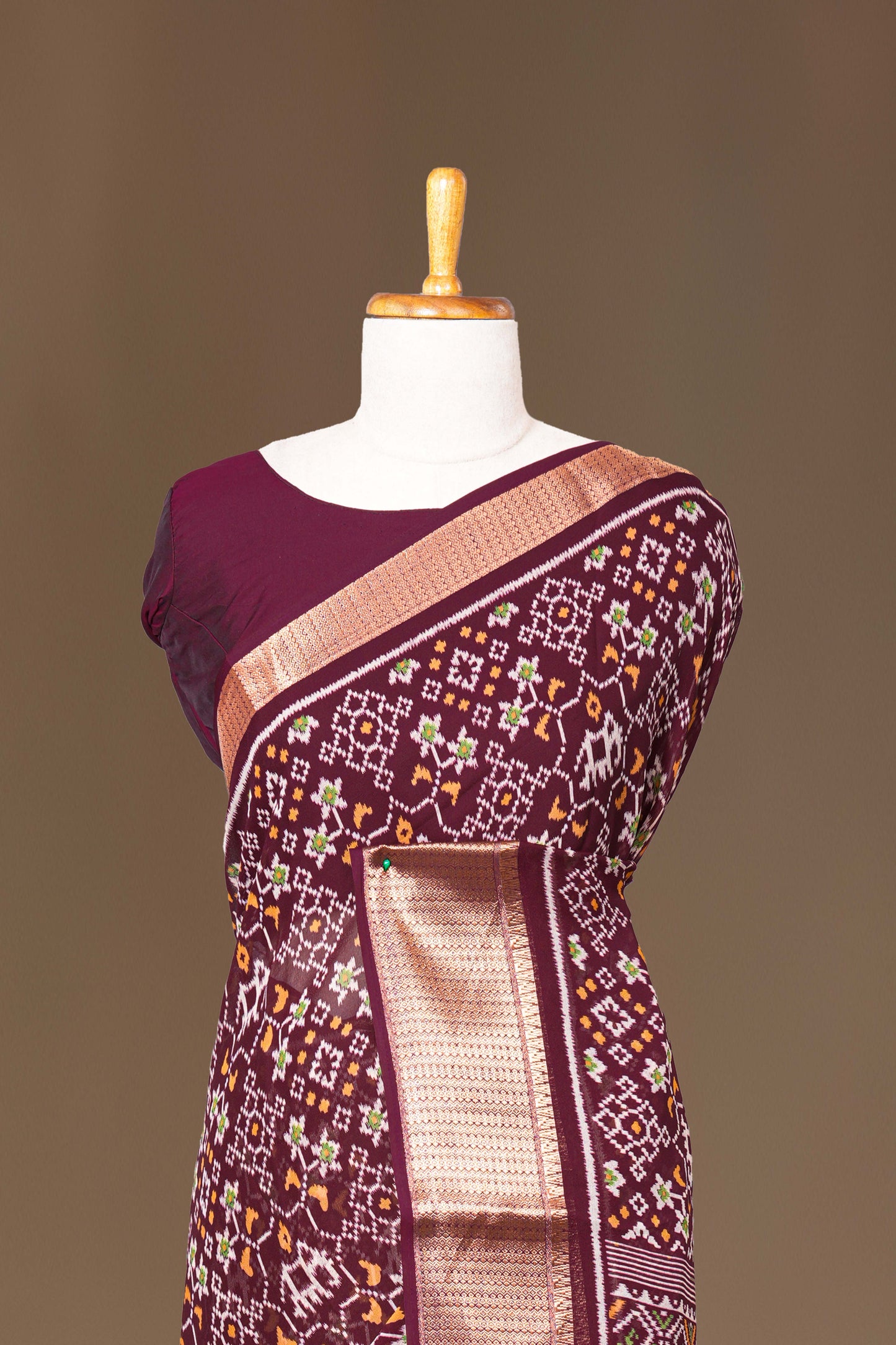 Maroon jacquard border silk saree