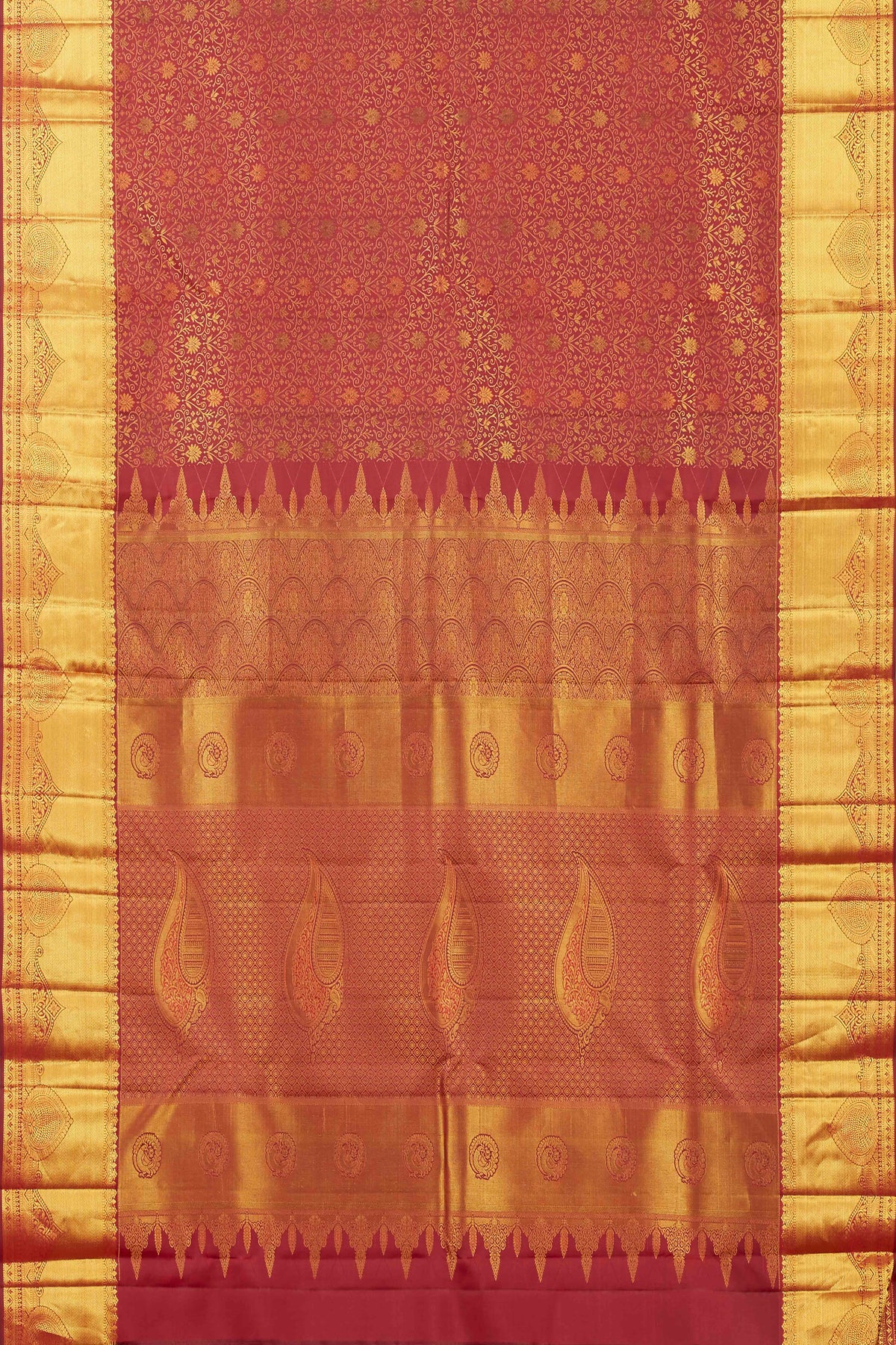 Maroon jacquard silk saree