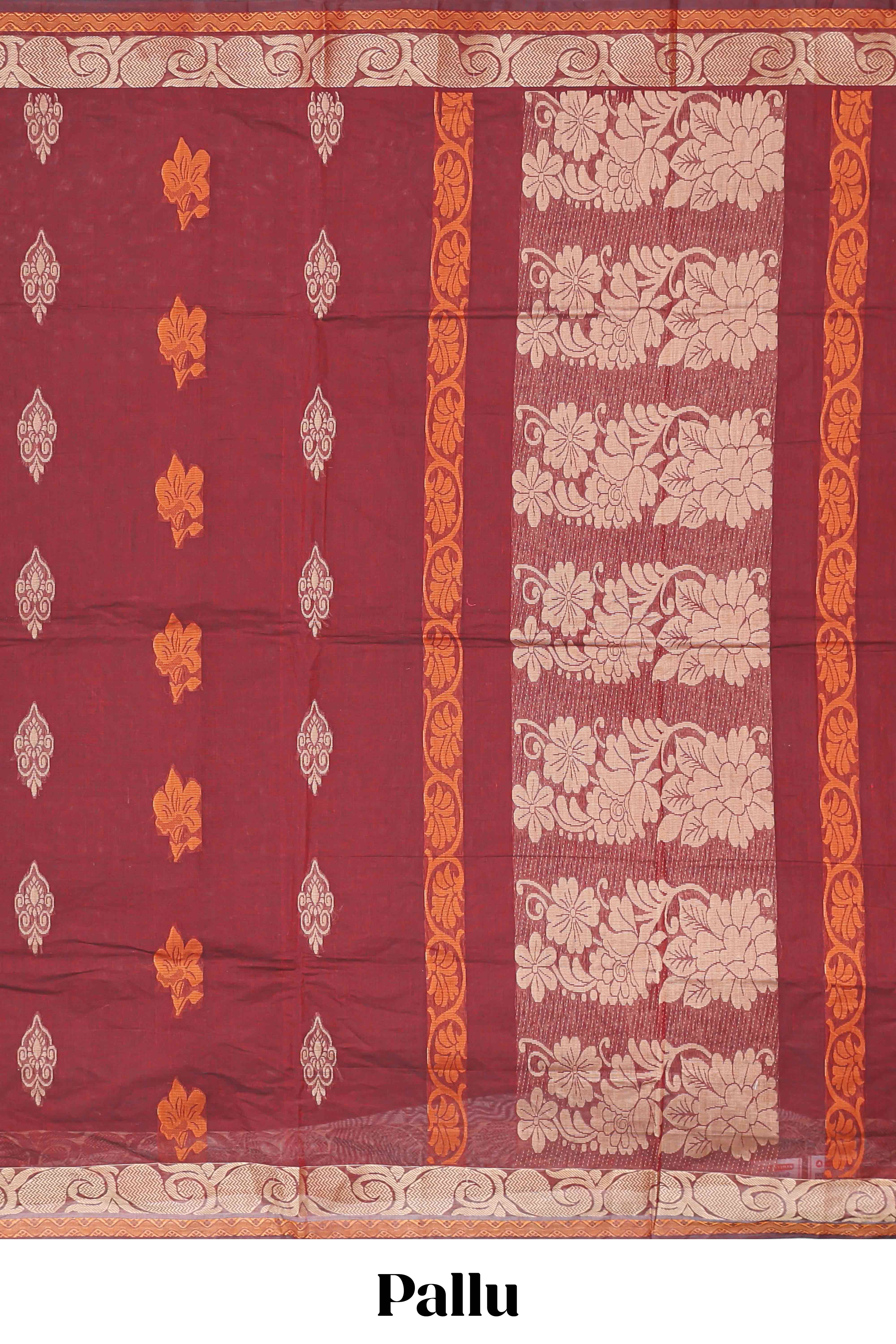 Maroon kanchi cotton saree
