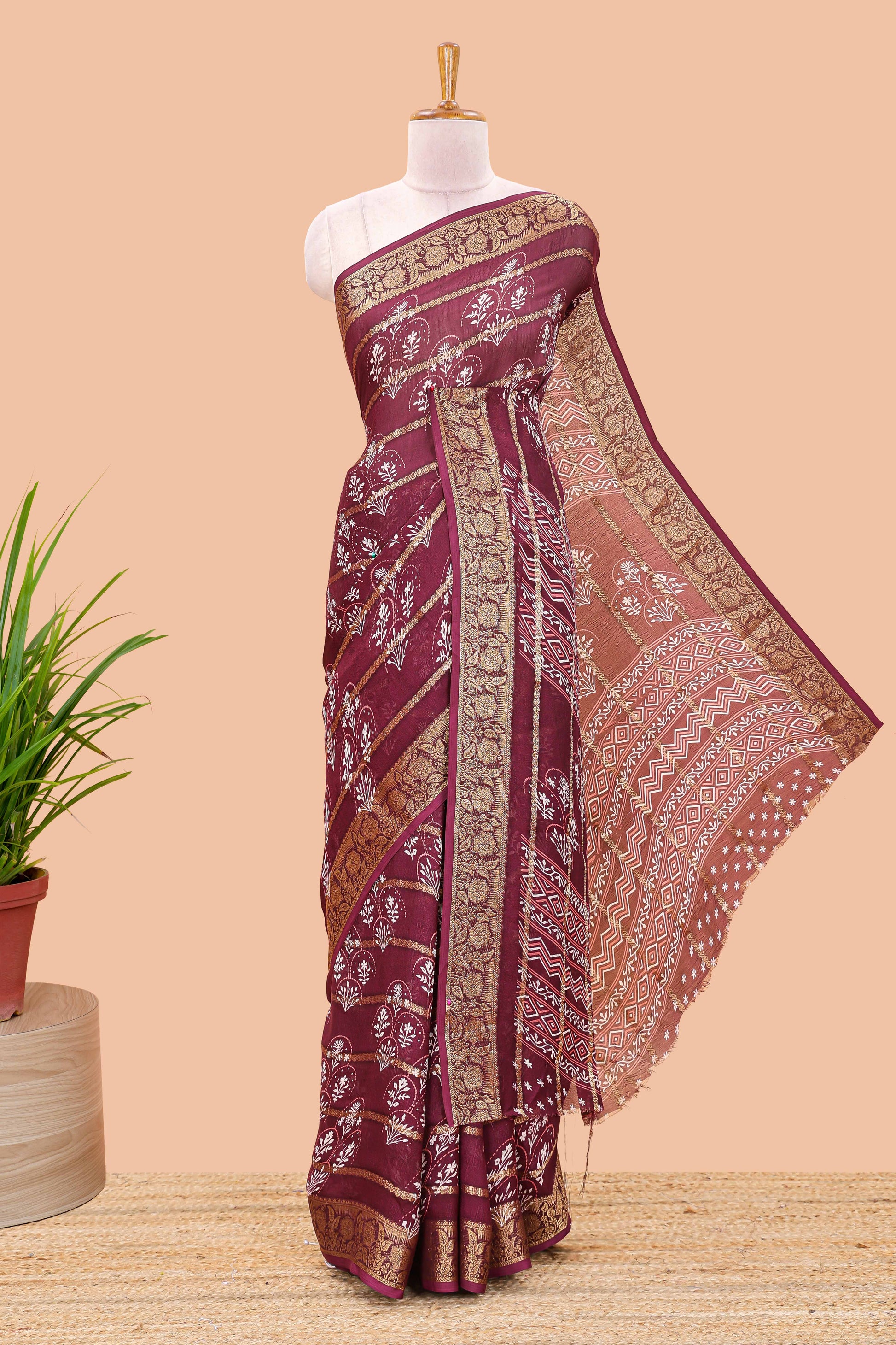 Maroon marsh georgette weave 