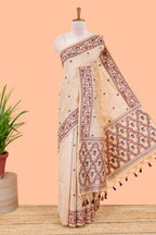 Maroon munga cotton saree design