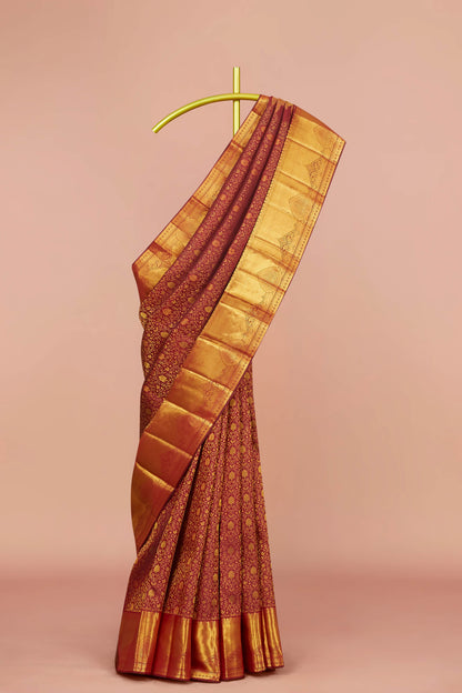 Maroon pattu silk saree

