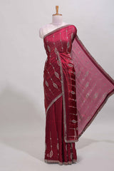 Maroon scallop border saree