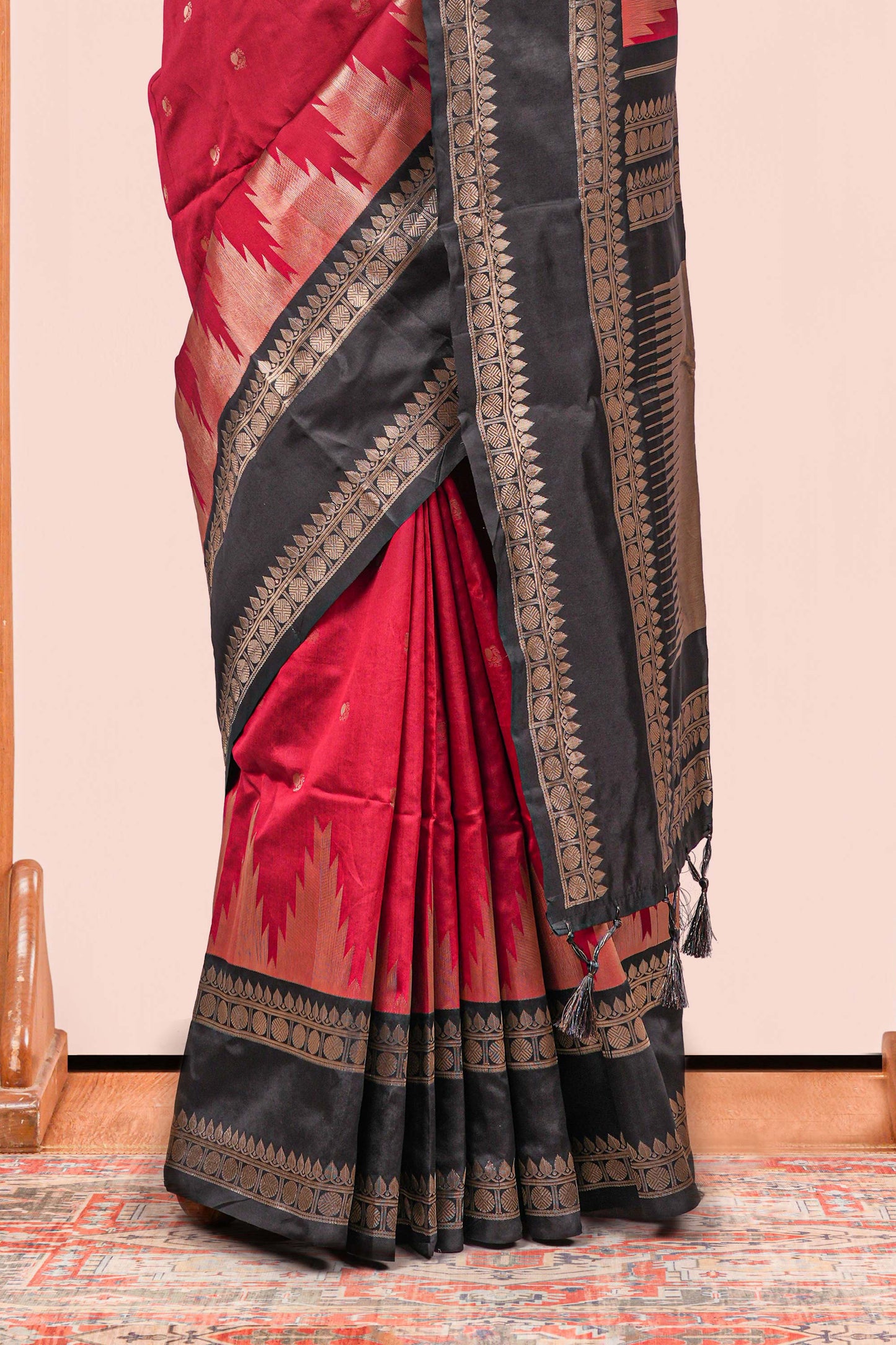 Maroon semi art silk festive saree