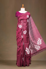 Maroon semi tussar