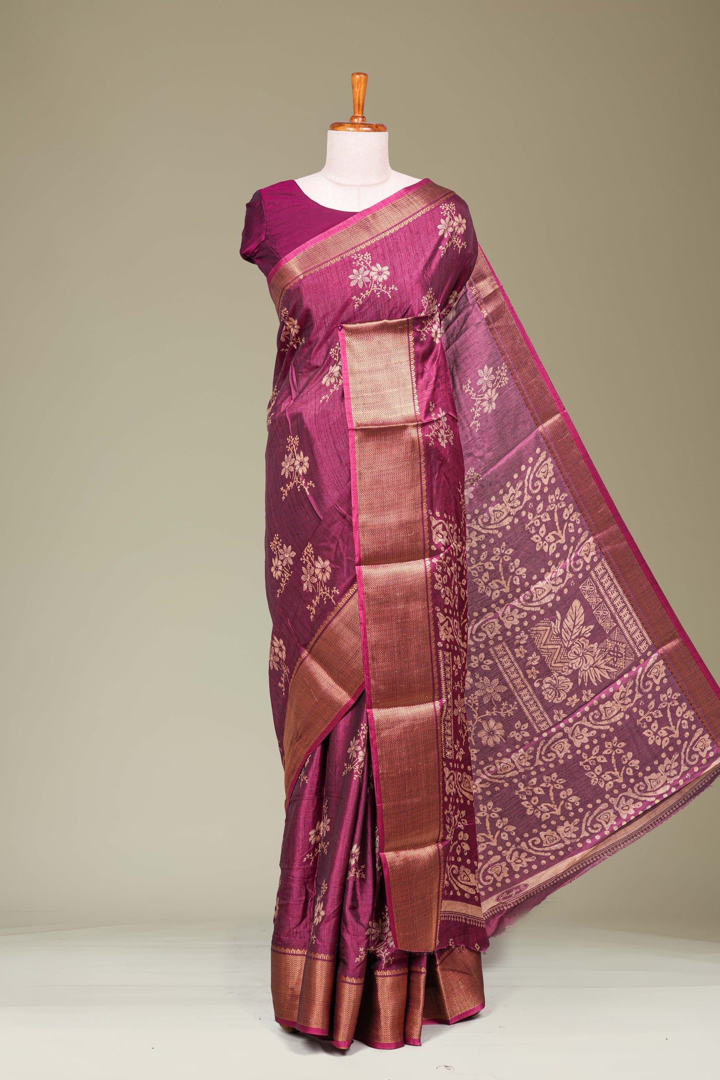 Maroon silk dola weave