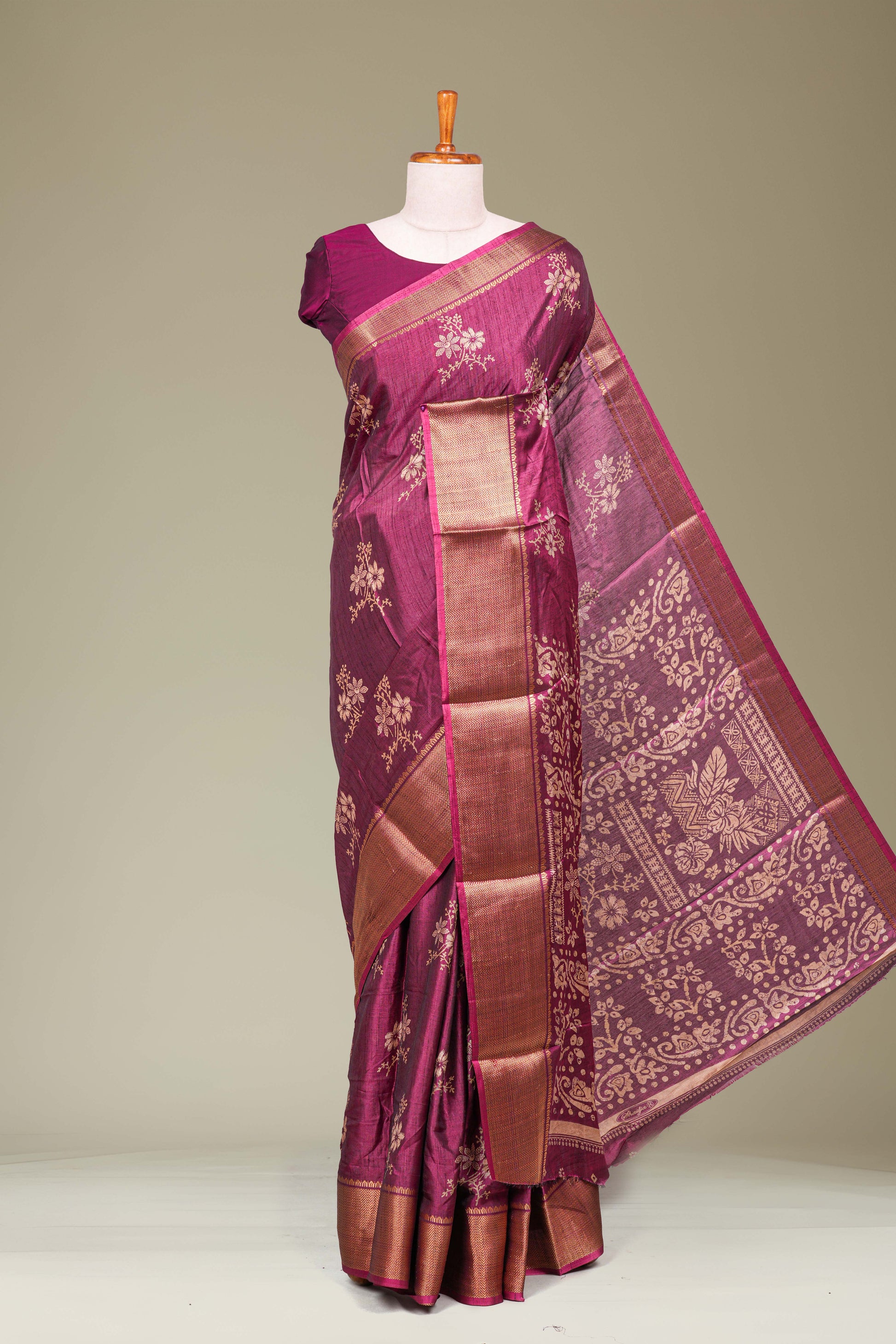 Maroon silk dola weave