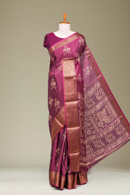 Maroon silk dola weave