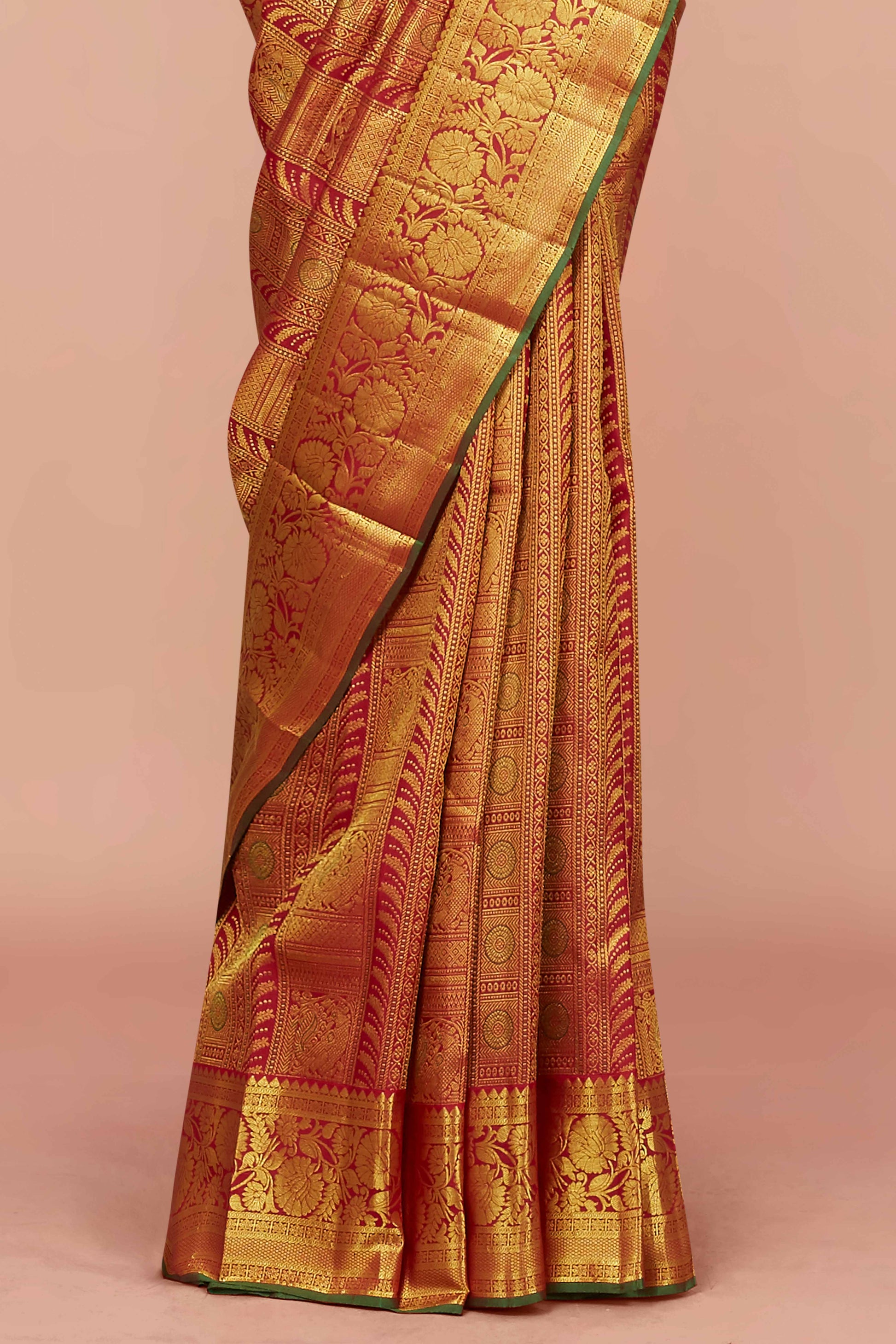 Maroon silks saree with zari border