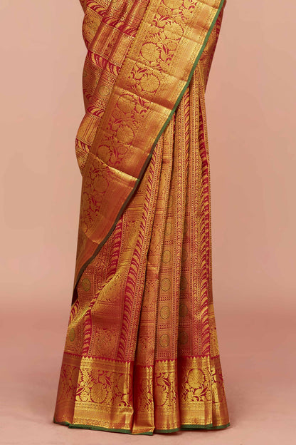 Maroon silks saree with zari border