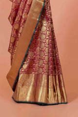 Maroon silks sarees with zari border