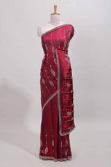 Maroon striped stone saree