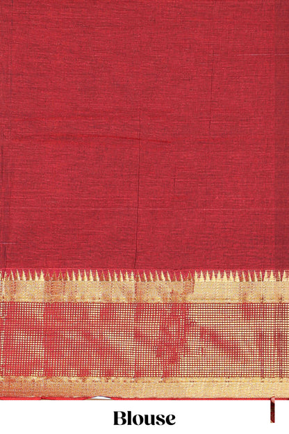 Maroon traditional Chettinad cotton saree contrast zari
