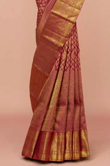 Maroon zari border silk saree