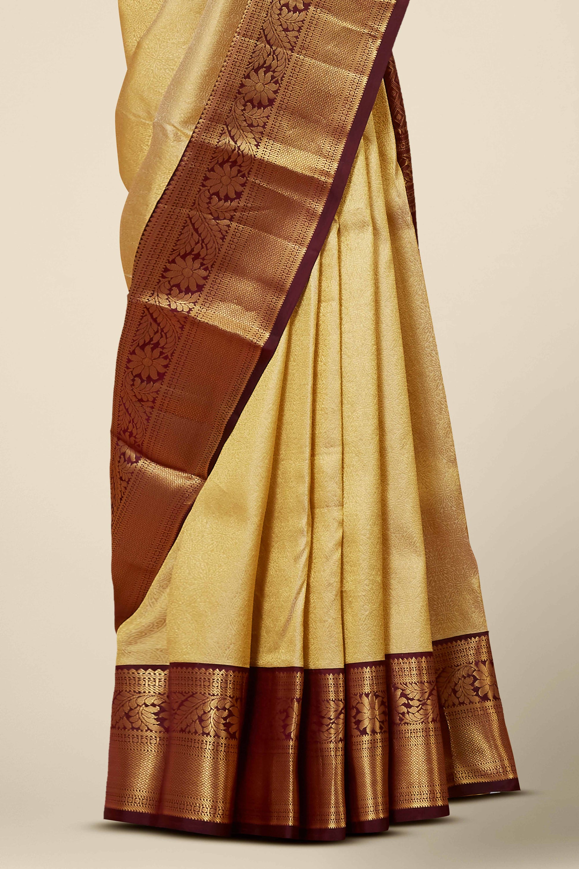 Maroon zari woven silk sarees
