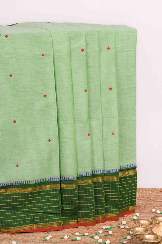 Matcha green Chettinad cotton thread butta saree